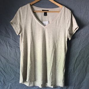 WHBM, NWT, V Neck T, Heather Warm Honey, Size L